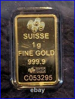 1 gram Gold Bar PAMP Suisse Rosa 999.9 Fine in Sealed Assay