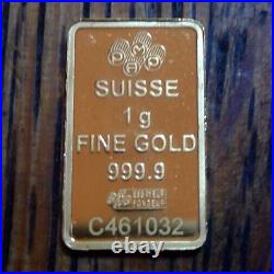 1 gram Gold bullion bar Suisse Pamp C461032 free ship