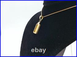 1 gram Pamp Suisse Lady Fortuna Pure Gold Bar in 14k Yellow Gold Pendant