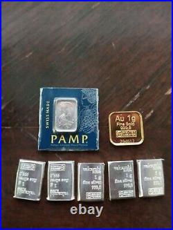 1 gram pamp suisse platinum bar, 1 Gram. 999 Gold, 5 Grams. 999 Silver. Great