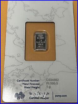 1 gram platinum Pamp Swiss Bar