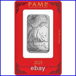 1 ounce Silver Bar PAMP Suisse Lunar Ox