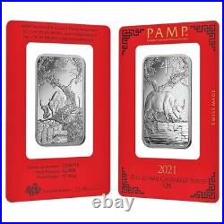 1 ounce Silver Bar PAMP Suisse Lunar Ox