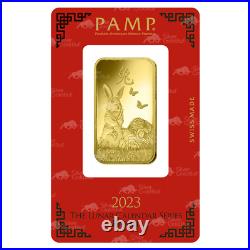 1 oz 2023 Lunar Year of the Rabbit Gold Bar PAMP Suisse