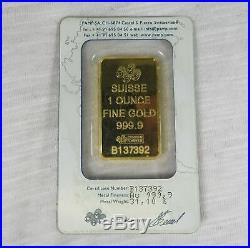 1 oz. 999 Fine Gold Bar PAMP Suisse Lady Fortuna APMEX