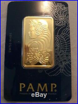 1 oz. 9999 Fine 24 Karat Gold Bar PAMP. Mint Unopened with Assay Certificate
