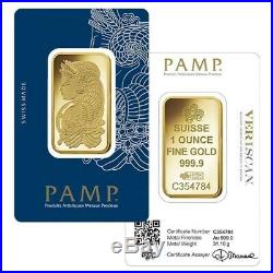 1 oz. 9999 Gold Pamp Suisse Fine Bullion Ingot withassay + (1) 5 oz. 9999 Silver