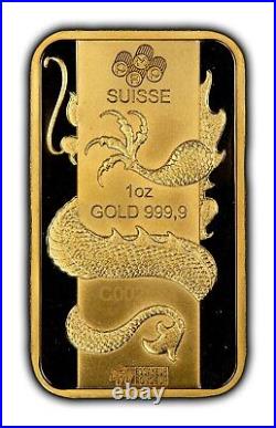 1 oz Gold Art Bar PAMP Suisse Lunar Dragon 2012 SKU-G3759