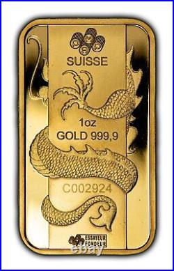 1 oz Gold Art Bar PAMP Suisse Lunar Dragon 2012 SKU-G3759