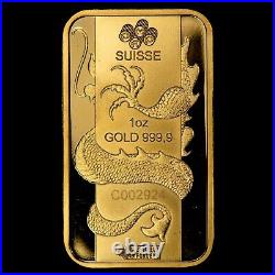 1 oz Gold Art Bar PAMP Suisse Lunar Dragon 2012 SKU-G3759