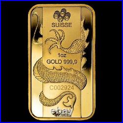 1 oz Gold Art Bar PAMP Suisse Lunar Dragon 2012 SKU-G3759