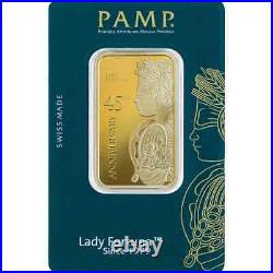 1 oz Gold Bar PAMP Suisse Fortuna 45th Anniversary 999.9 Fine in Sealed Assay