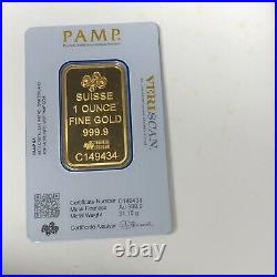1 oz. Gold Bar PAMP Suisse Fortuna 999.9 Fine in Sealed Bullion