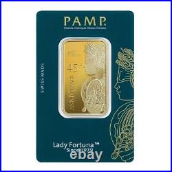 1 oz Gold Bar PAMP Suisse Lady Fortuna 45th Ann. 9999 Fine Gold- In Assay Card