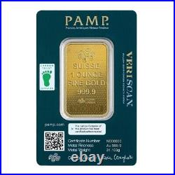 1 oz Gold Bar PAMP Suisse Lady Fortuna 45th Ann. 9999 Fine Gold- In Assay Card