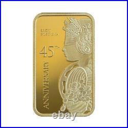 1 oz Gold Bar PAMP Suisse Lady Fortuna 45th Ann. 9999 Fine Gold- In Assay Card