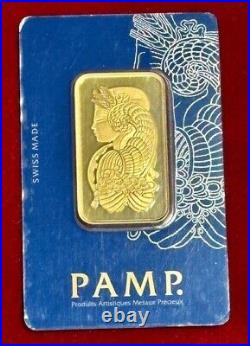 1 oz Gold Bar PAMP Suisse Lady Fortuna 999.9 Fine in Sealed Assay Free S/H