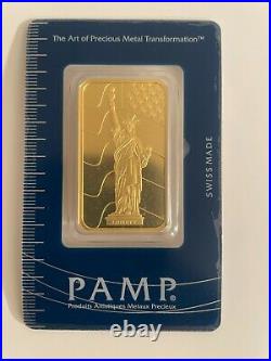 1 oz Gold Bar PAMP Suisse Liberty Stars and Stripes (In Assay) SKU #B005236
