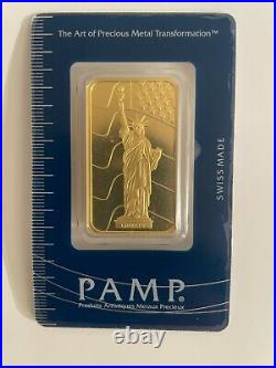 1 oz Gold Bar PAMP Suisse Liberty Stars and Stripes (In Assay) SKU #B005236