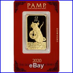 1 oz. Gold Bar PAMP Suisse Lunar Year of the Rat 999.9 Fine in Assay