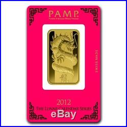 1 oz Gold Bar PAMP Suisse Year of the Dragon (In Assay) SKU #69642