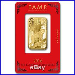 1 oz Gold Bar PAMP Suisse Year of the Monkey (In Assay) SKU #92810