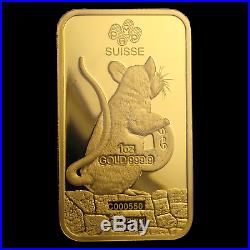 1 oz Gold Bar PAMP Suisse Year of the Rat (In Assay) SKU#198753