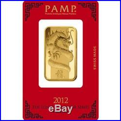 1 oz Gold Bar Pamp Year Of The Dragon 2012 Suisse Gold Bar In Assay