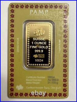 1 oz Gold PAMP Suisse Bar Diwali Lakshmi