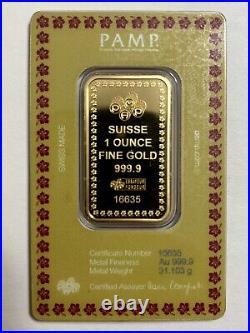 1 oz Gold PAMP Suisse Bar Diwali Lakshmi