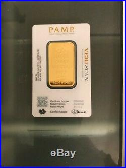 1 oz PAMP Gold Suisse Bar. 9999 Fine Sealed In Assay Lady Fortuna with Veriscan