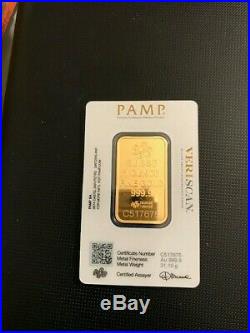 1 oz PAMP Gold Suisse Bar. 9999 Fine Sealed In Assay Lady Fortuna with Veriscan