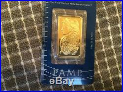 1 oz PAMP Gold Suisse Lady Fortuna Bar. 9999 Fine, Sealed In Assay, Untouched