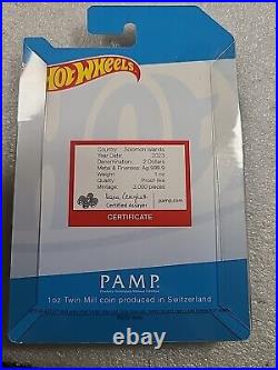 1 oz PAMP Suisse $2 Silver 2023 Hot Wheels Colored Coin