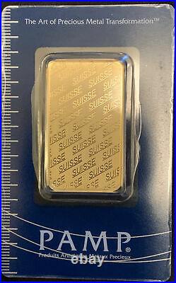 1 oz. PAMP Suisse Gold Bar. 9999 Fine in Sealed Assay Card