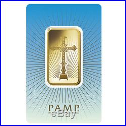 1 oz PAMP Suisse Gold Bar Romanesque Cross (in Assay). 9999 Fine