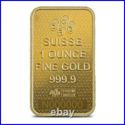 1 oz PAMP Suisse Lady Fortuna Veriscan 45th Anniversary Gold Bar (New with Assay)