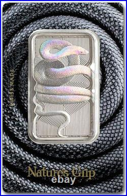 1 oz PAMP Suisse Silver 2023 Sunbeam Snake Hologram bar in assay LOW COA #16