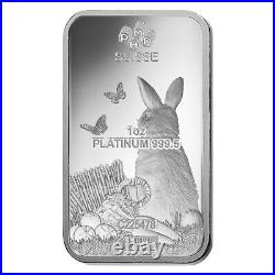 1 oz PAMP Suisse Year of the Rabbit Platinum Bar (In Assay)