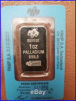 1 oz. Palladium Bar PAMP Suisse Fortuna 999.5 Fine Sealed Assay