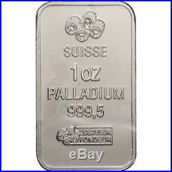 1 oz. Palladium Bar PAMP Suisse Fortuna 999.5 Fine in Vintage Sealed Assay