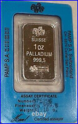 1 oz. Palladium Bar PAMP Suisse Fortuna 999.9 Fine in Sealed Assay