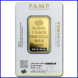 1 oz Pamp Suisse Gold Bar. 9999 Fine Gold With Assay Fortuna Design