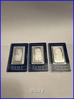 1 oz Pamp Suisse Lady Fortuna. 999 Fine Silver Bar CONSECUTIVE SERIAL #'s