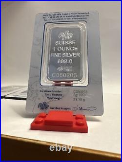 1 oz Pamp Suisse Lady Fortuna. 999 Fine Silver Bar CONSECUTIVE SERIAL #'s