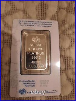 1 oz. Platinum Bar PAMP Suisse Fortuna 999.5 pure Platinum Sealed