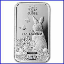 1 oz Platinum Bar PAMP Suisse (Year of the Rabbit) SKU#268075