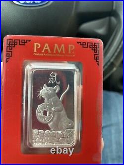 1 oz. Platinum Bar PAMP Suisse Year of the Rat 999.5 Fine in Sealed Assay