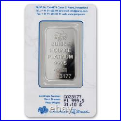 1 oz Platinum PAMP Suisse Bar with Assay Card