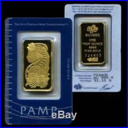 1 oz Pure. 999 Suisse Gold Pamp Ingot Brand New SEALED 100% AUTHENTIC